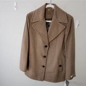 𝅺Calvin klein notched collar cashmere wool blend women's coat size XL‎